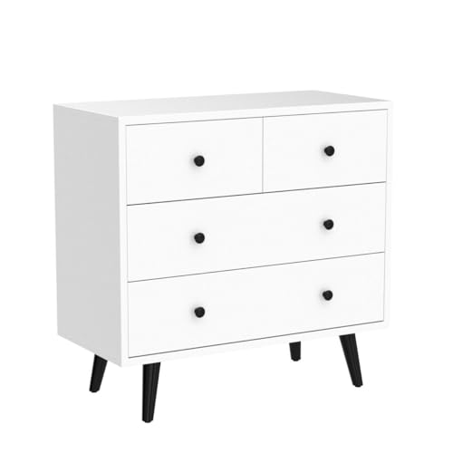 Tangkula 4-Drawer Storage Cabinet for Living Room (White)