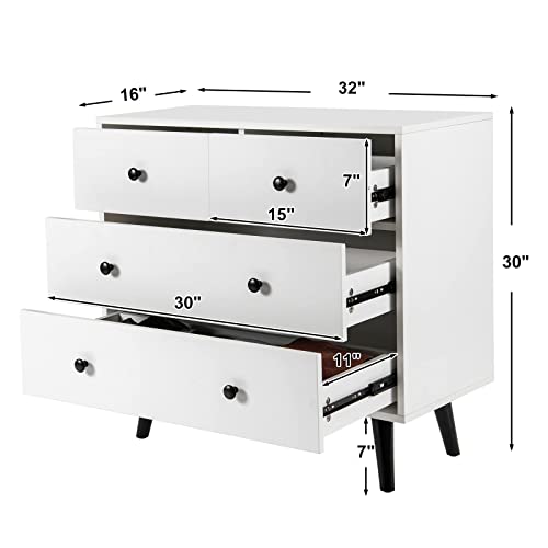 Tangkula 4-Drawer Storage Cabinet for Living Room (White)