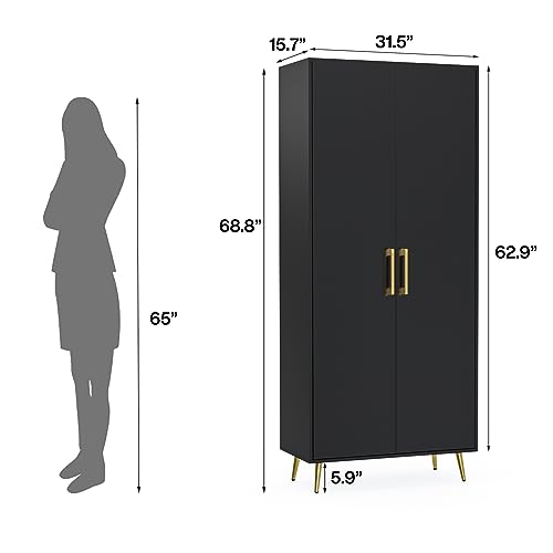 Pantry Storage Cabinet with Adjustable Shelves for Home, Office, Garage (Black)