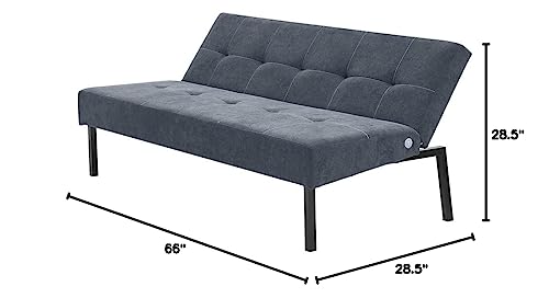MANATEE TALES 3-Seater Click Clack Sofa Bed - Armless Fabric Couch in Grey