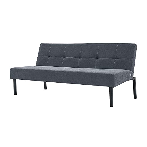3 Seater Sofa Bed, Fabric Armless Couch Recliner in Grey