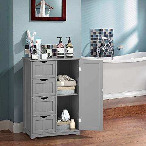 Nightcore 1-Door 4-Drawer Wooden Floor Cabinet, Grey
