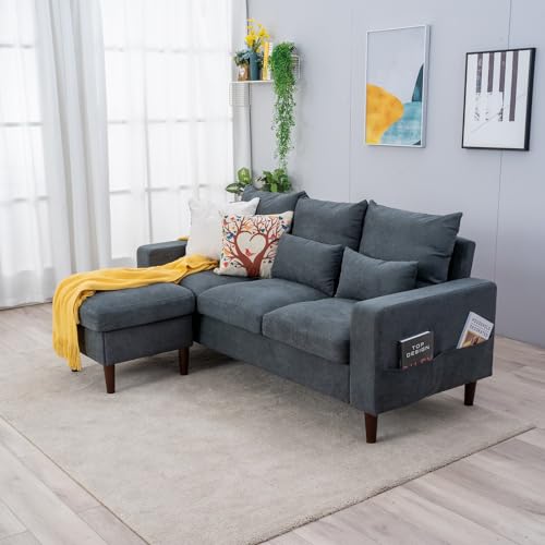 MANATEE TALES 3-Seater Sofa Set with Ottoman for Living Room (GREY)