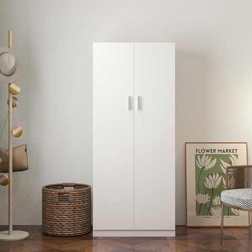White 2-Door Bedroom Wardrobe for Storage
