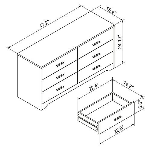 Modern 6-Drawer Dresser for Bedroom, Living Room, Hallway, Nursery