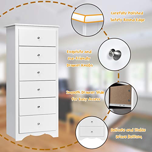 Giantex 6 Drawer Wooden Dresser Clothes Cabinet for Bedroom, Hallway, Entryway