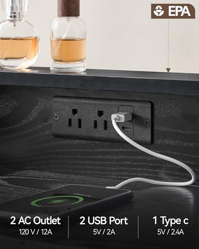 Bedroom Dresser with LED Light and Charging Station
