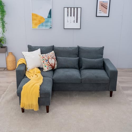 Linen Fabric Convertible Sectional Sofa with Chaise