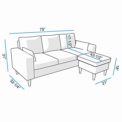 MANATEE TALES 3-Seater Sofa Set with Ottoman for Living Room (GREY)