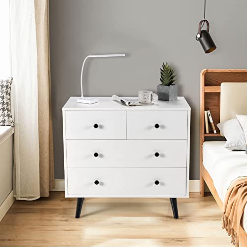 Tangkula 4-Drawer Storage Cabinet for Living Room (White)