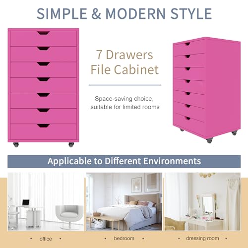 Streamlined Drawers Cabinet - Office Storage Solution with Wheels for Home, Bedroom, Makeup Room
