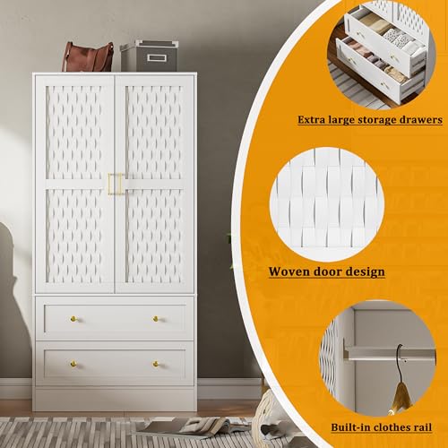 Wooden Armoire Wardrobe with Storage for Bedroom
