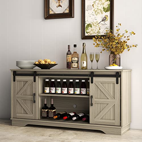 MANATEE TALES Farmhouse Storage Cabinet with Barn 2 Sliding Doors