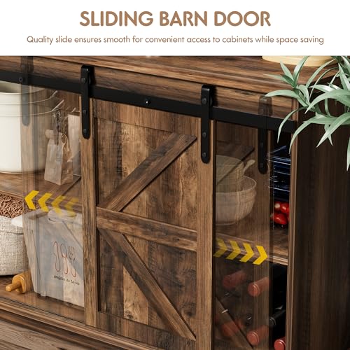 Farmhouse Sideboard Buffet Cabinet with Sliding Barn Doors for Home Dining Room