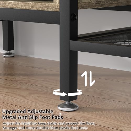VECELO 3-Tier TV Stand for 65 Inch TV, Entertainment Center with Open Shelves, Metal Frame