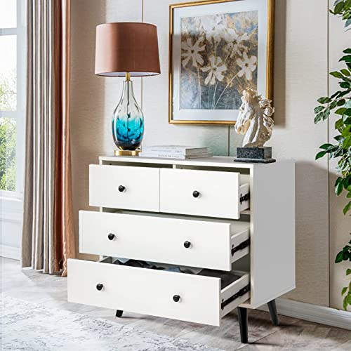 Tangkula 4-Drawer Storage Cabinet for Living Room (White)