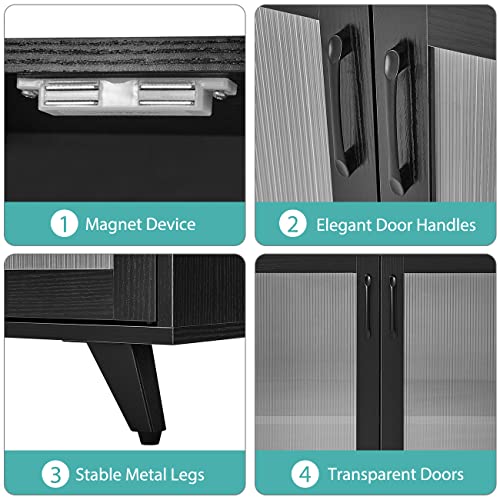 MANATEE TALES Kitchen Buffet Server Table for Home, 49inch Black